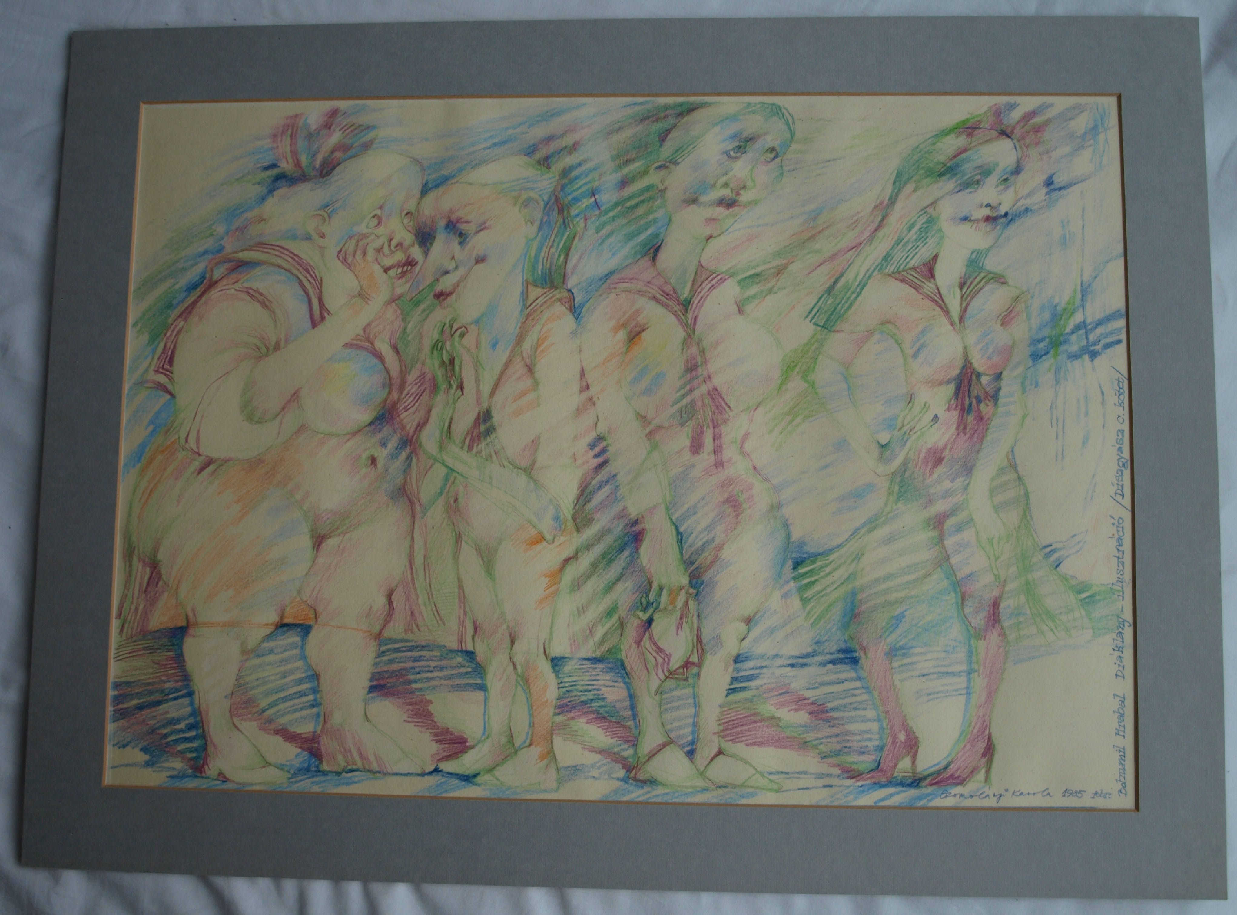 Niet of onleesbaar gesigneerd - Tekening , “Roddelende dames” – gesigneerd – 1985 kopen? Bied vanaf 1!