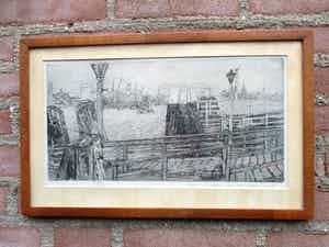 Antoon Derkzen van Angeren - Zicht op de Haven van Rotterdam 1908 verkocht voor € 65!