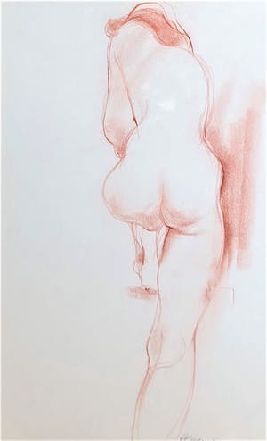 Hen Euverman - Poserend Naakt - Tekening kopen? Bied vanaf 49!