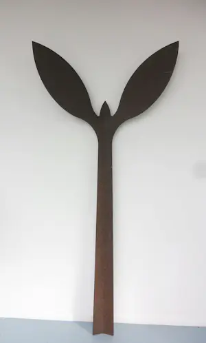 Huub & Adelheid Kortekaas - Groot monumentaal wandobject / Buitenbeeld cortenstaal, Kiemplant + boek! kopen? Bied vanaf 1000!