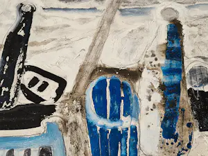 Henk Huig - Grote jaren 60 gemengde techniek (gouache, aquarel, zand) -gesigneerd kopen? Bied vanaf 48!