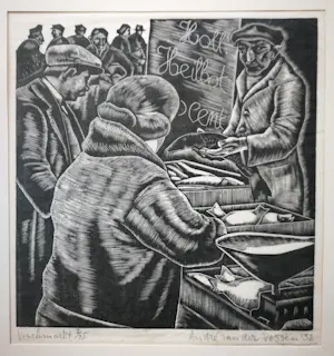Andre van der Vossen - Vischmarkt. 1932. kopen? Bied vanaf 99!