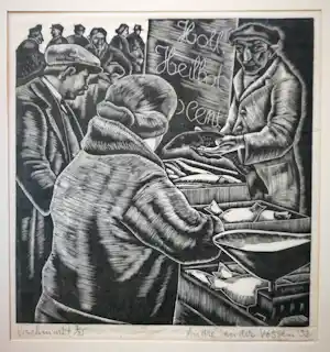 Andre van der Vossen - Vischmarkt. 1932. verkauft für € 90!