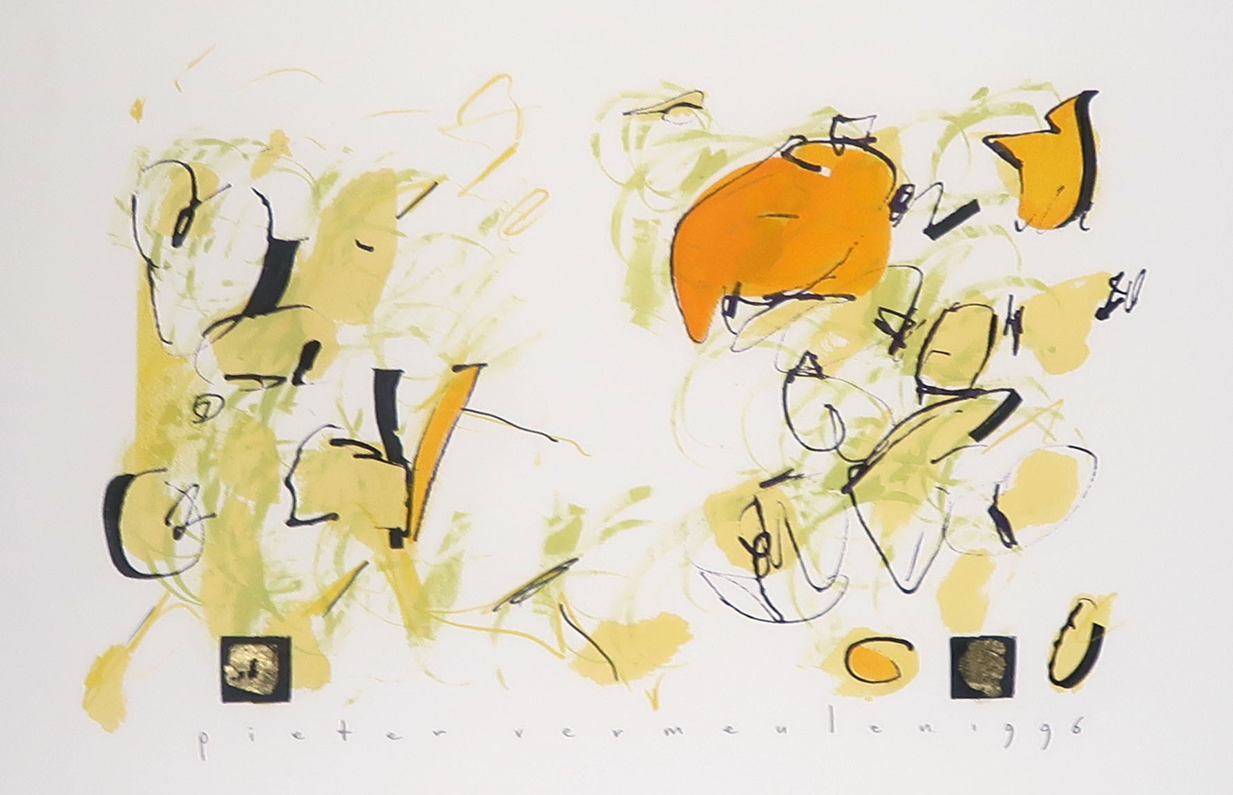 Pieter Vermeulen - Gemengde techniek op papier, Zonder titel - Ingelijst kopen? Bied vanaf 1!