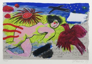 Corneille - Zeefdruk, Hommage aan Satie - Ingelijst kopen? Bied vanaf 200!