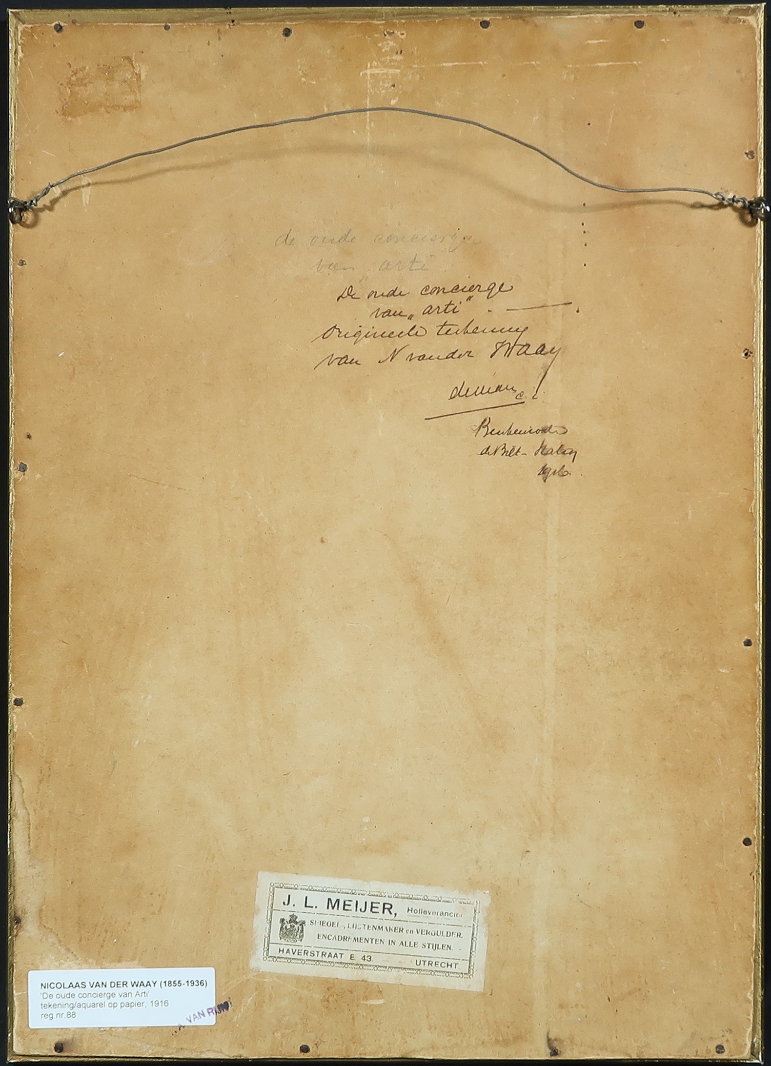 Nicolaas van der Waay - Aquarel, De concierge van Arti - Ingelijst kopen? Bied vanaf 350!