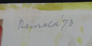 Niet of onleesbaar gesigneerd - Gemengde techniek op papier, Twee figuren met hoorns kopen? Bied vanaf 1!
