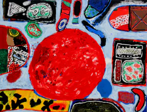 Corneille - Ingelijste zeefdruk: 'Abstract' (groot werk) - '64 - '90 kopen? Bied vanaf 499!