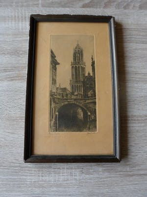 Jan Sirks - Ets , Dom te Utrecht– Gesigneerd & ingelijst kopen? Bied vanaf 25!