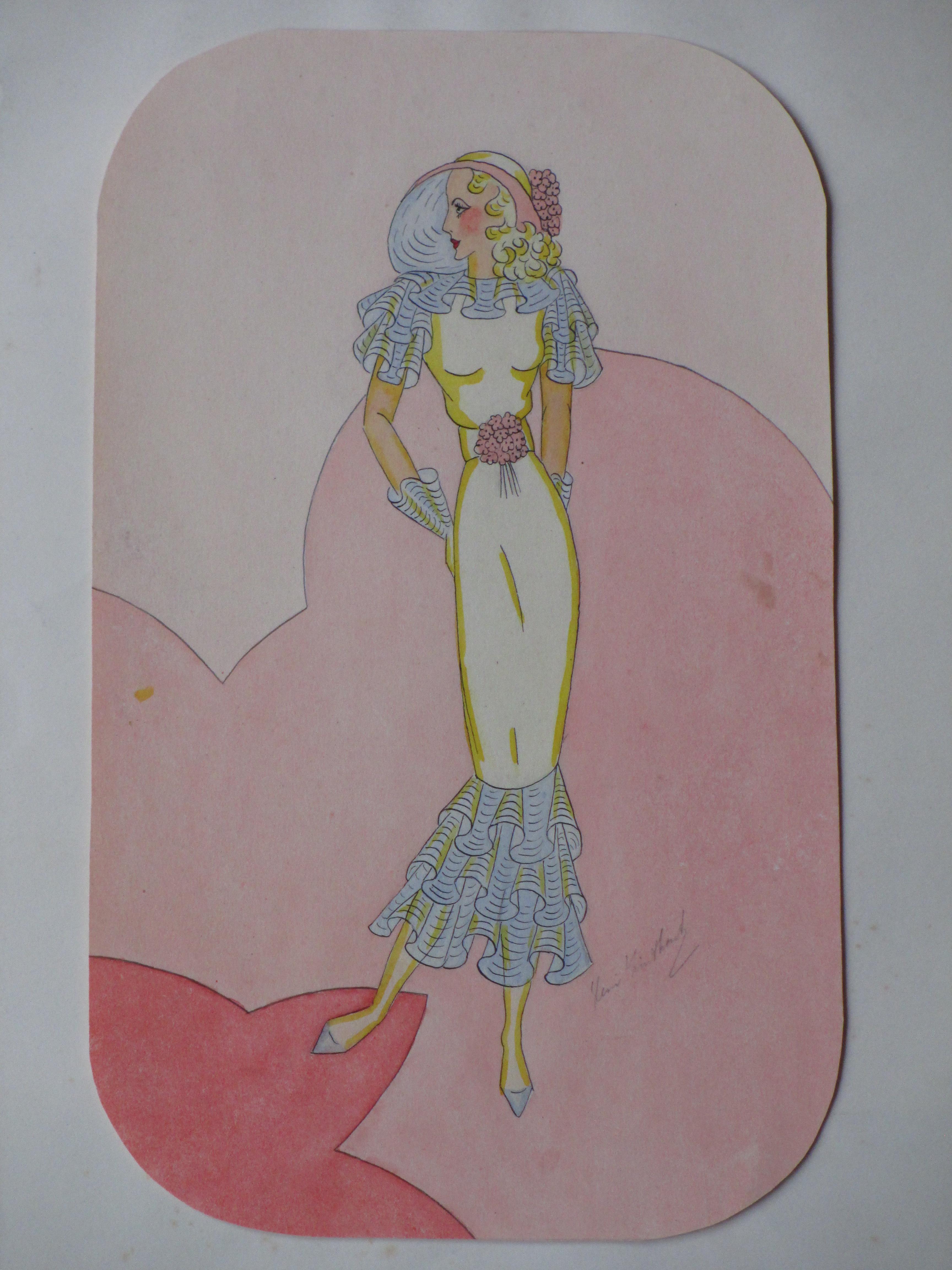 Niet of onleesbaar gesigneerd - Art Deco Dame - Gemengde techniek kopen? Bied vanaf 1!