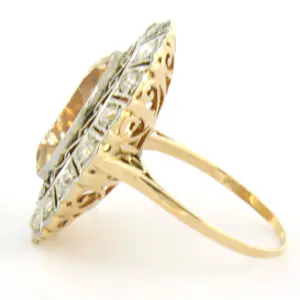 18k geel goud met platina ring met citrien en old mine cut diamonds up to 0.50ct kopen? Bied vanaf 610!