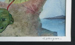 Jozef Bossaert - Aquarel , “Le Plongeon” (‘De Duik’) – gesigneerd & ingelijst – 1976 kopen? Bied vanaf 10!