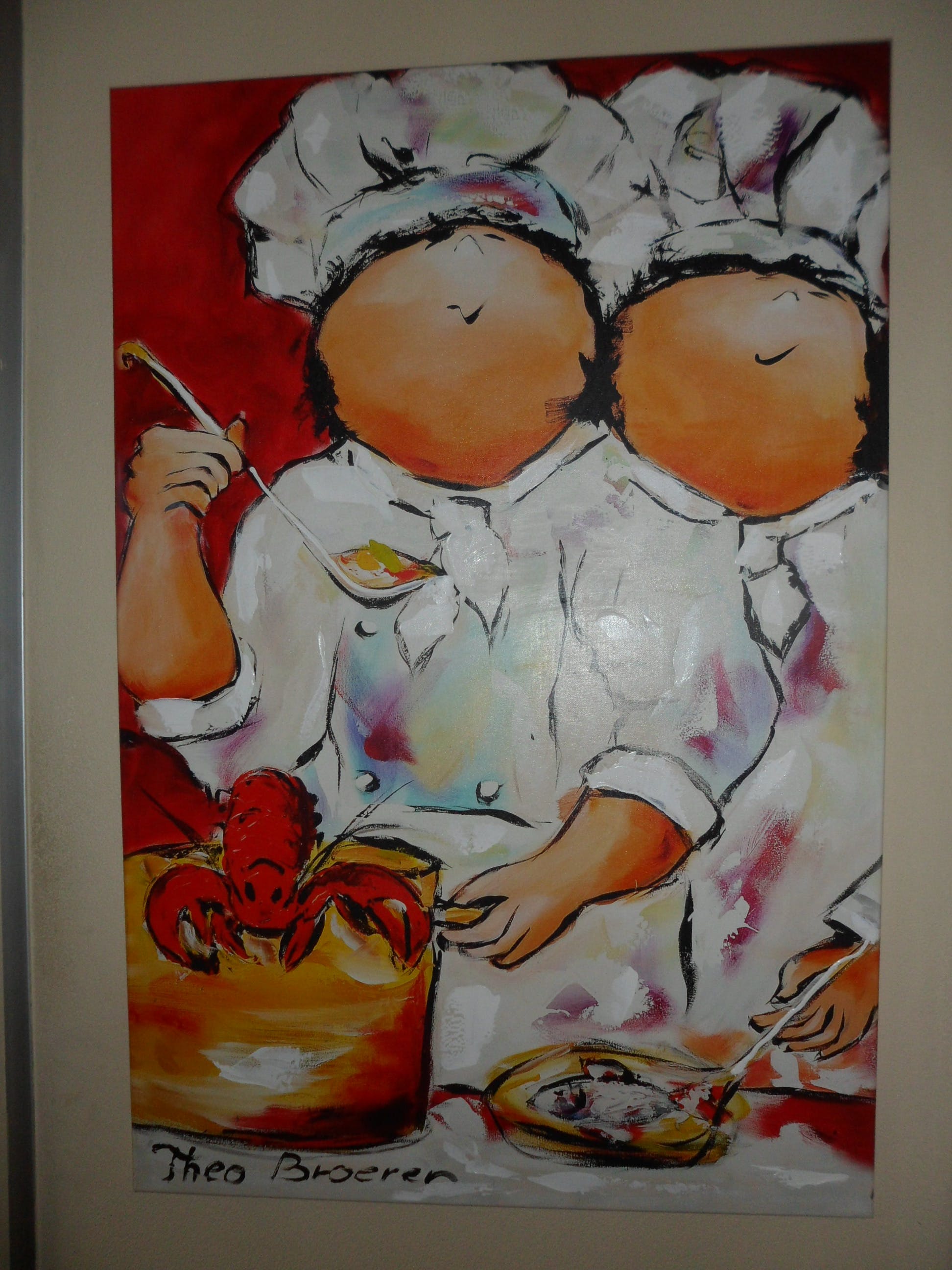 Theo Broeren - Giclée met Acry verf, Titel: Les deux chefs (de twee leiders) verkocht voor € 80!