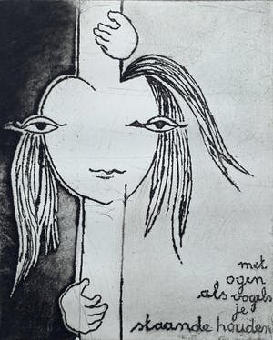 Ans Wortel - Met ogen als vogels je staande houden, aquatint ets (kleine oplage) kopen? Bied vanaf 50!