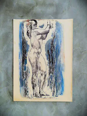 Pieter den Besten - "Tuschinski" 1954 - gemengde techniek (aquarel,pastel) "staand naakt" kaufen? Bieten Sie von 29!