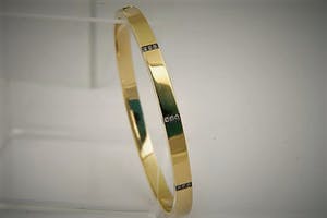 1301 - Fraaie FJORY 14 krt goud op zilver "Bangle" amband - met 9 diamanten kopen? Bied vanaf 490!
