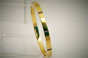 1301 - Fraaie FJORY 14 krt goud op zilver "Bangle" amband - met 9 diamanten verkocht voor € 490!