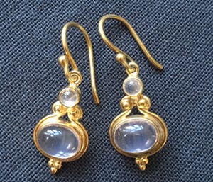 1e gehalte Zilver - verguld zilveren rozenkwarts oorhangers kopen? Bied vanaf 25!