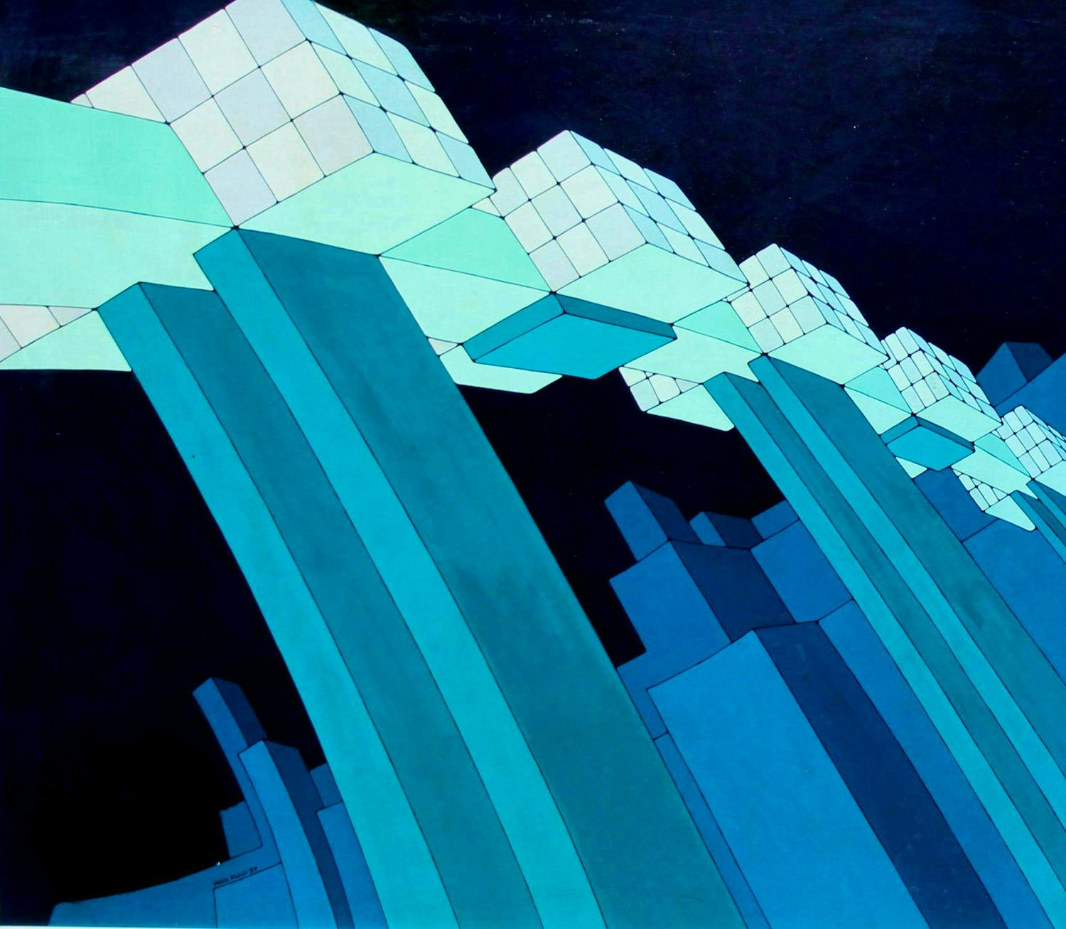 Hans Klaui - Ingelijste acrylverf op board: Nr 5 - 1977 kopen? Bied vanaf 249!