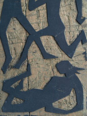 Klaas Pijlman - Houtreliëf / stempel , “Figuren” – ca 1975 kopen? Bied vanaf 1!
