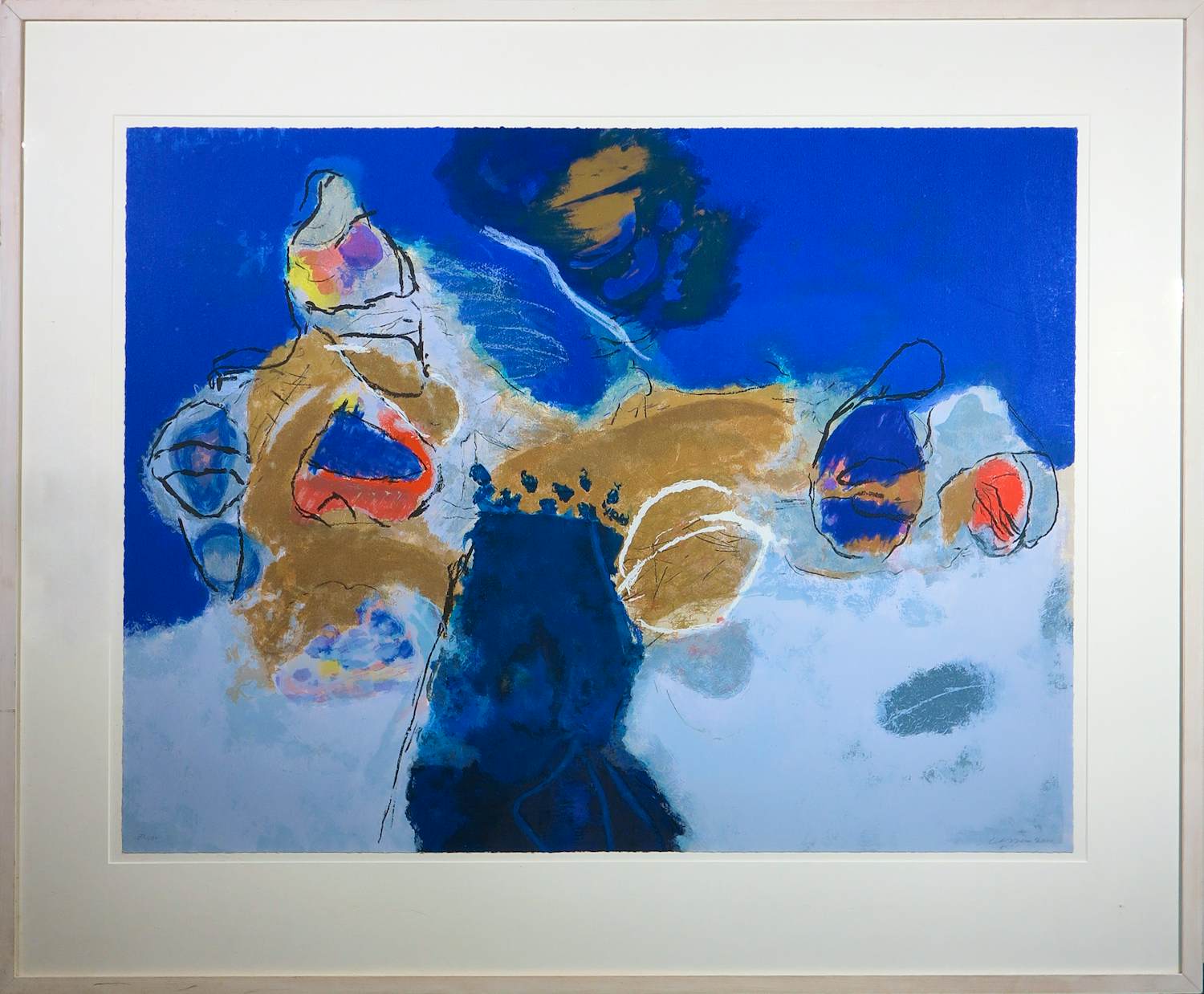 Henk van Vessem - Zeefdruk op papier, Verzonken beschouwing - Ingelijst (Groot) kopen? Bied vanaf 40!