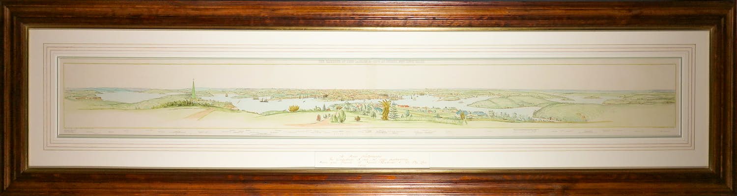 James A.C. Willis - Handgekleurde litho, The Harbour of Port Jackson and City of Sidney - Ingelijst (Zeer groot) verkocht voor € 1!