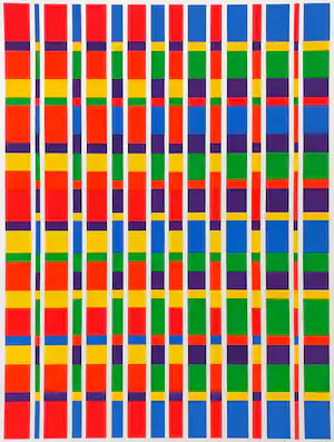 Lejo den Hertog - Geometrisch abstracte compositie, zeefdruk verkauft für € 40!