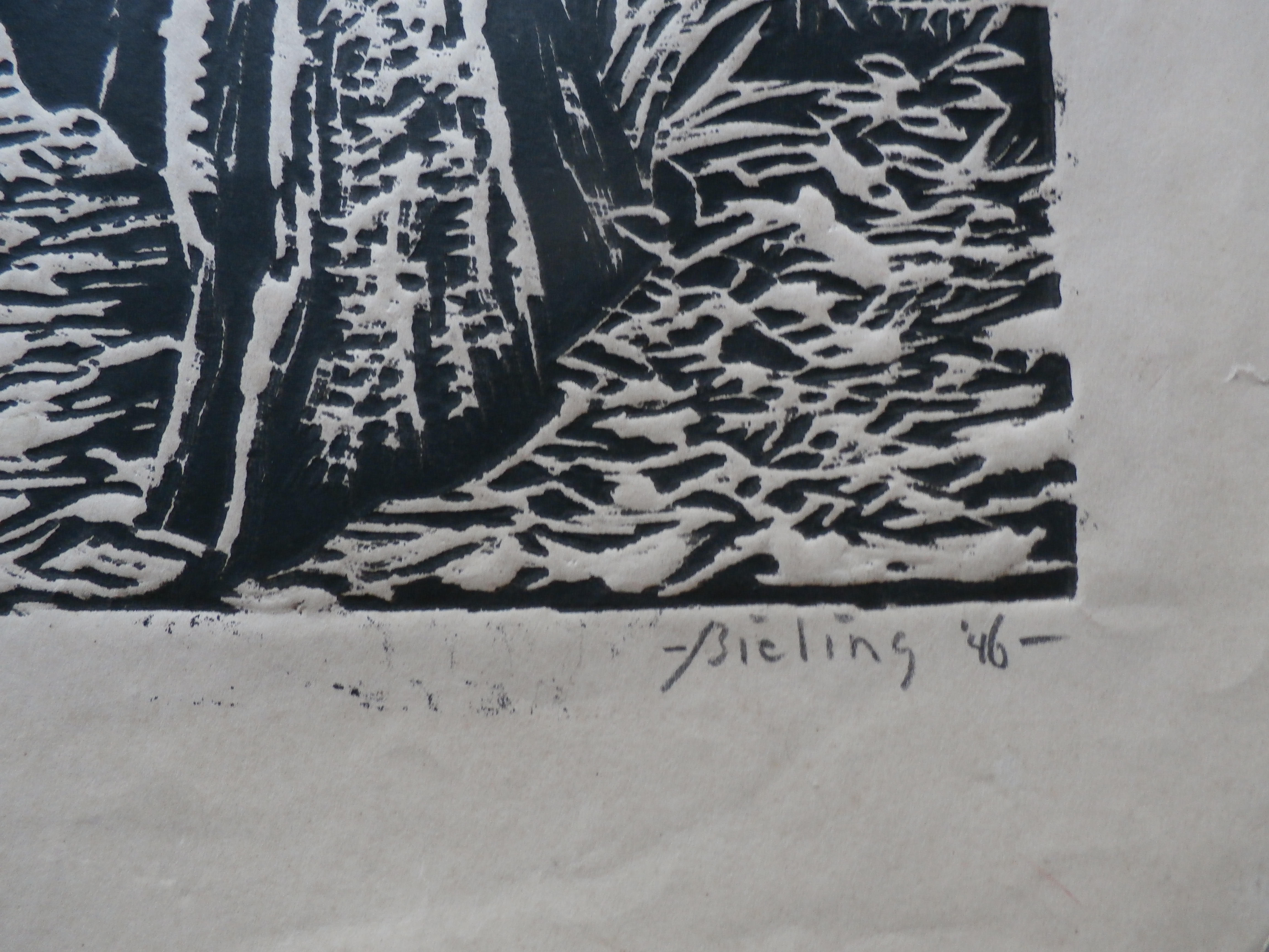Herman Bieling - Houtsnede: knotwilg - 1946 kopen? Bied vanaf 25!