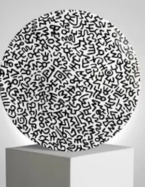 Keith Haring - Handgeschilderd porseleinen verzamelbord wit/zwart (Limited Edition) kopen? Bied vanaf 150!