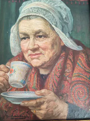 Jan Laenen - Pendant van 2 genreportretten kopen? Bied vanaf 240!