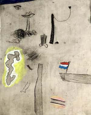 Pieter Holstein - Handgekleurde ets verkocht voor € 50!