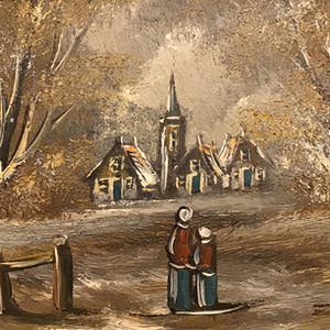 Niet of onleesbaar gesigneerd - Twee miniatuur landschapjes. kopen? Bied vanaf 1!