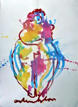 Anton Heyboer - Moeder en kind De oermoeder kleurige krachtige schildering . verkocht voor € 350!