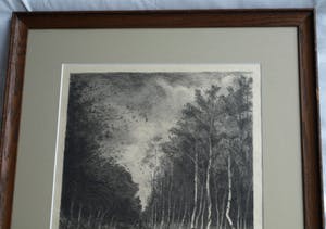 Gerarda Wilhelmina ten Hoet - Litho , 2 Ruiters in het bos – gesigneerd & ingelijst – ca 1910 kopen? Bied vanaf 50!