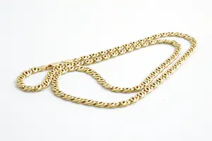 108- Lang (60+cm) geel gouden 18 karaats fantasie schakel ketting collier kopen? Bied vanaf 720!
