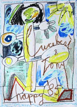 Lucebert - met de hand ingekleurde litho - 1984 verkocht voor € 225!