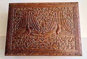 Rijk gedecoreerde zeldzaam grote Sieradenkist -Twee Paradijsvogels -Handgesneden verkocht voor € 49!