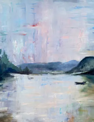 Buy Marie Louise Ogier - Landschaft mit See und Boot - ca. 1960 - XXL? Bid from 500!