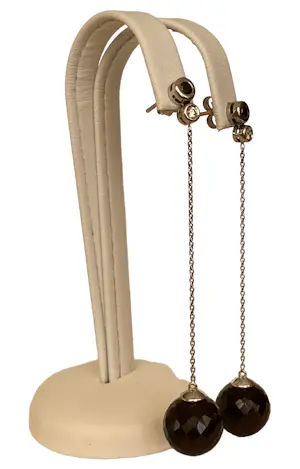 18kt witgouden oorbellen met zwarte kwarts, zwarte zirkoon en diamanten kopen? Bied vanaf 320!