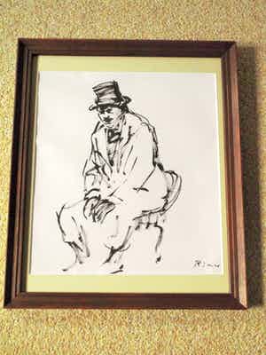 Willy Rieser - Penseeltekening - Portret Acteur in kostuum verkocht voor € 40!