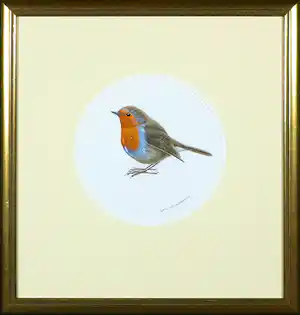 Jan Weenink - Gouache, Roodborstje - Ingelijst verkauft für € 110!