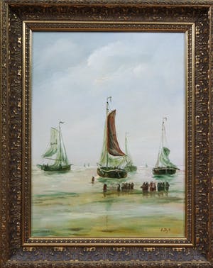 Niet of onleesbaar gesigneerd - olieverf op doek - zeegezicht kopen? Bied vanaf 10!