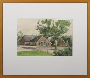 Nic Loning - Aquarel, Boerderijen - Ingelijst kopen? Bied vanaf 1!