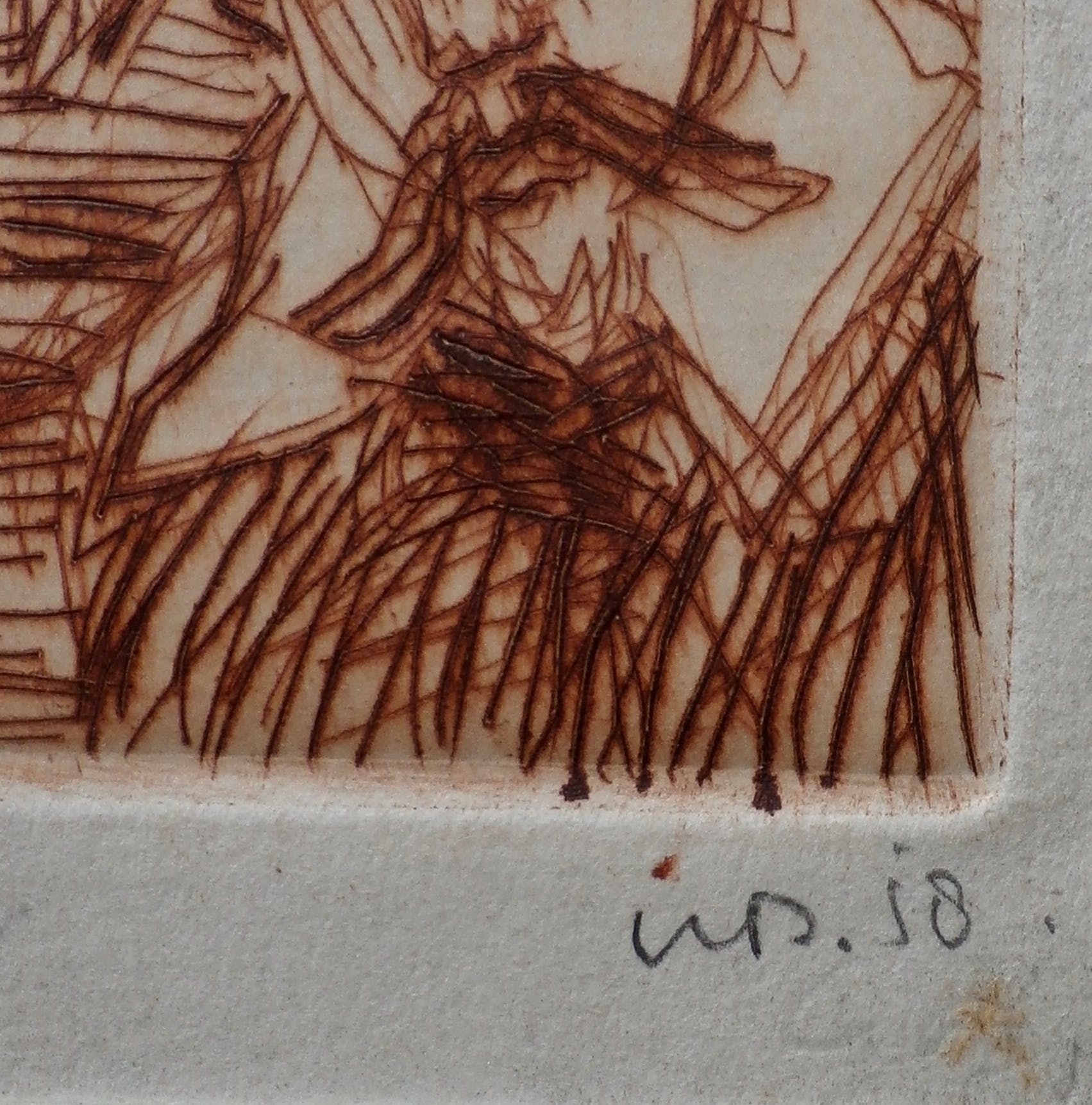 Dirkje Kuik - kleine ets in passepartout. kopen? Bied vanaf 45!