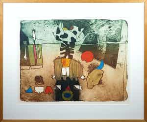 Michel van Overbeeke - Ets, Different hours II - Ingelijst verkocht voor € 50!