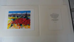 Willem Brauck - Zeefdruk, Landschap met gedicht van Michel Martins. kopen? Bied vanaf 35!