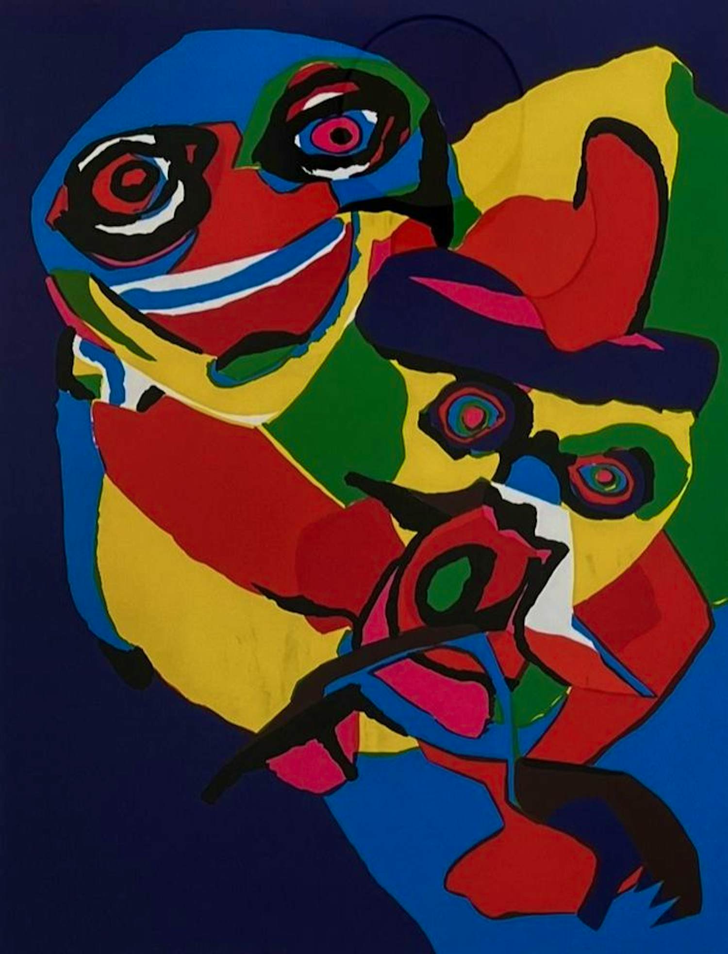 Karel Appel - Ingelijste zeefdruk: ''Deux personages'' - 1971 (nette lijst!) kopen? Bied vanaf 1250!