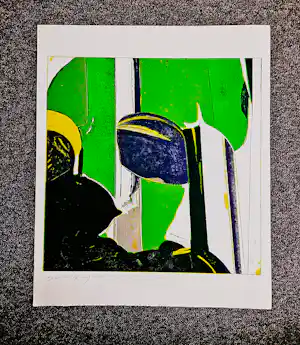 Guido de Waart - Grote abstracte -1967 - hogedruk-ets "Yellow Sickle" - potloodgesigneerd vendu pour 35€ !