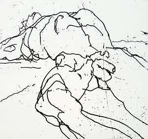 Hans Abbing - Liggend naakt, droge naald ets verkocht voor € 45!