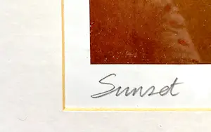 Niet of onleesbaar gesigneerd - Amaina, Twee offsetlitho’s ,Cubic Heat en Sunset, ingelijst kopen? Bied vanaf 1!